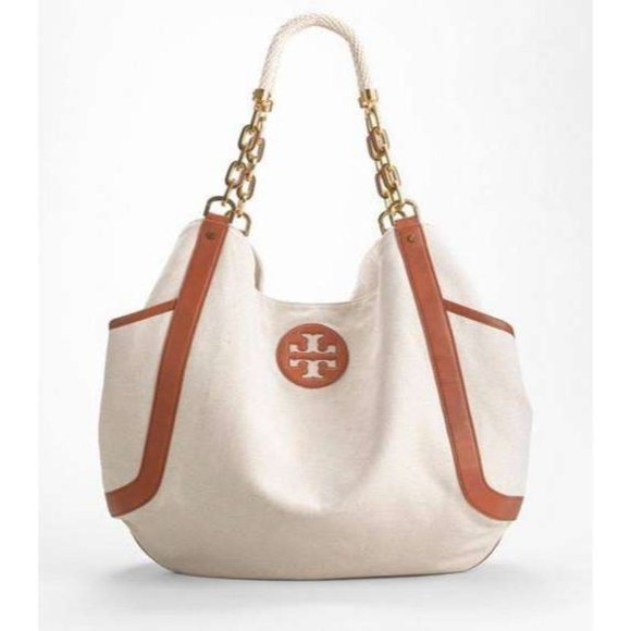 RARE Tory Burch Extra Large Canvas Tote Travel Bag
